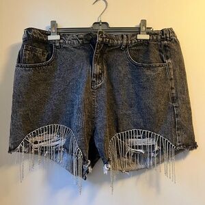 Black denim Jean shorts with bling